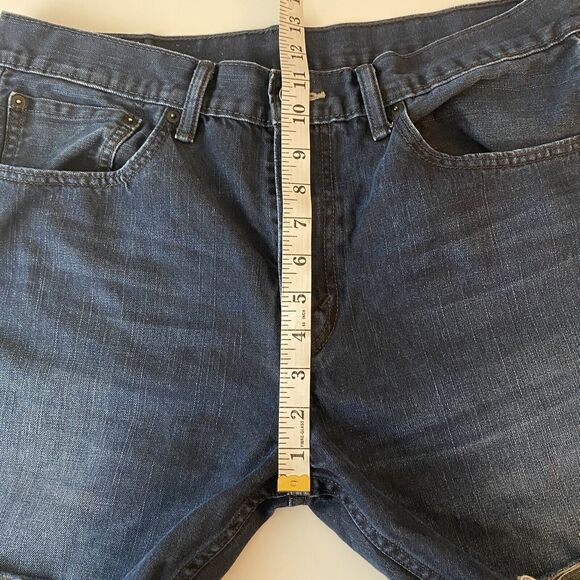 LEVIS 505 Women’s Jean Shorts 34 Fraying Denim Cuffed‎ Indigo Blue Dark Wash - Picture 4 of 12